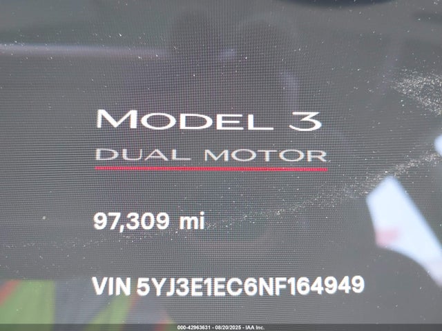 5YJ3E1EC6NF164949 Tesla MODEL 3
