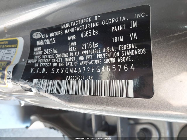 5XXGM4A72FG465764 KIA dohc gdi theta ii