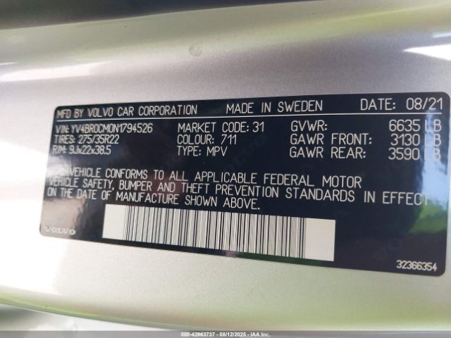 2022 VOLVO XC90 RECHARGE PLUG-IN HYBRID YV4BR0CM0N1794526 Photo 8