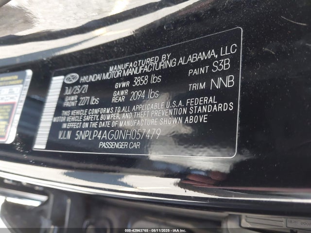 5NPLP4AG0NH057479 Hyundai mpi nu pe