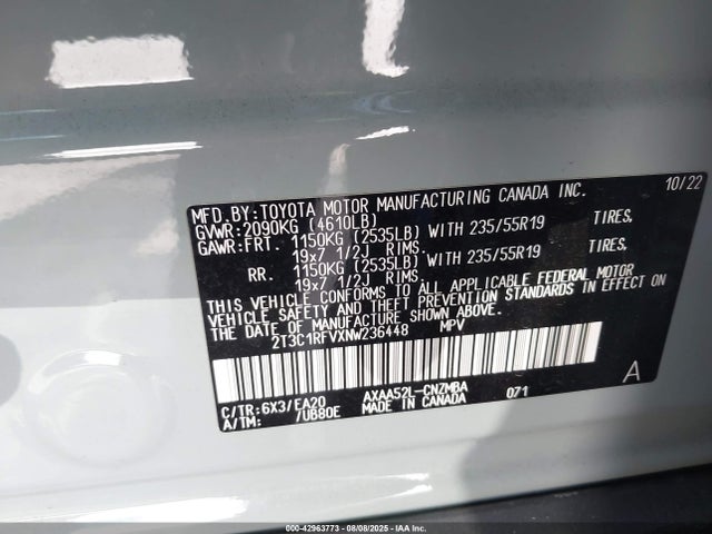 Toyota a25a-fks 2022 2T3C1RFVXNW236448 Image 9