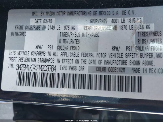 Mazda pe 2015 3MZBM1K74FM203764 Image 9
