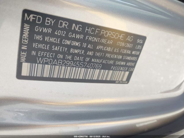 2005 PORSCHE 911 WP0AB29945S740769 Photo 8