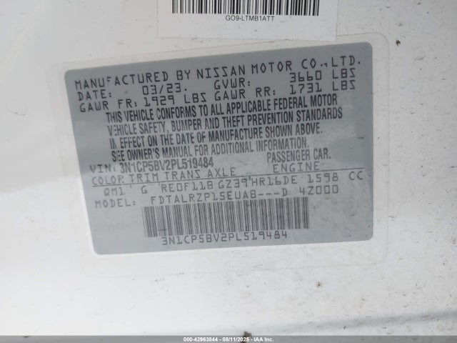 Nissan 2023 2023 3N1CP5BV2PL519484 Image 9