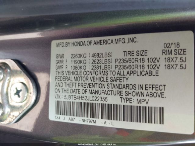 2018 ACURA RDX 5J8TB4H52JL022355 Photo 8