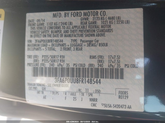 3FA6P0UU8FR148544 Ford 2015