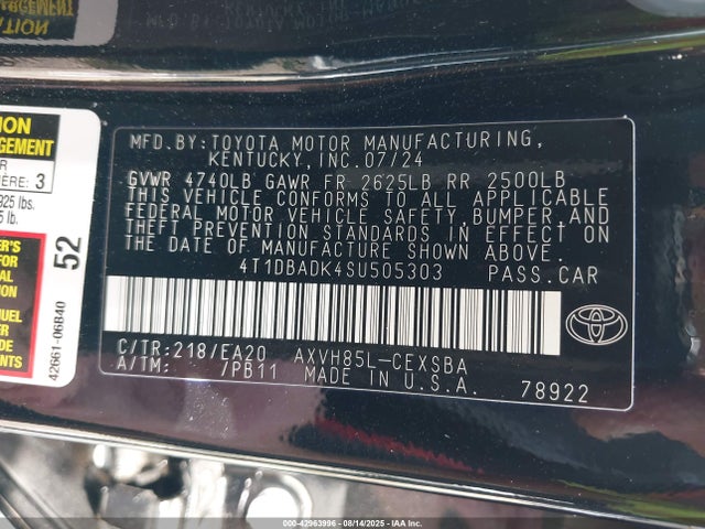 Toyota a25a-fxs 2025 4T1DBADK4SU505303 Image 9