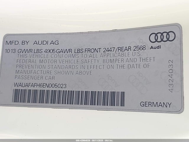 2014 AUDI A5 WAUAFAFH6EN005023 Photo 8