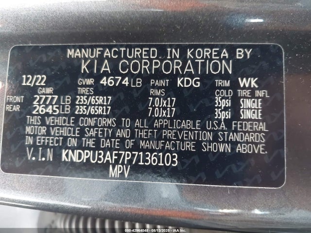 KIA gdi theta iii 2023 KNDPU3AF7P7136103 Image 9