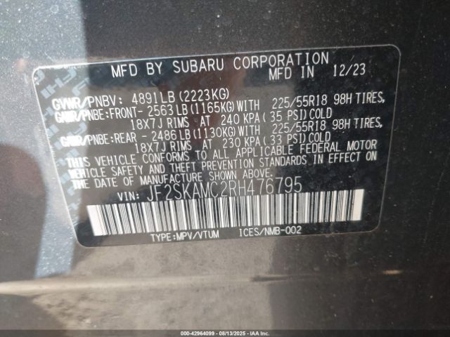 2024 SUBARU FORESTER JF2SKAMC2RH476795 Photo 8