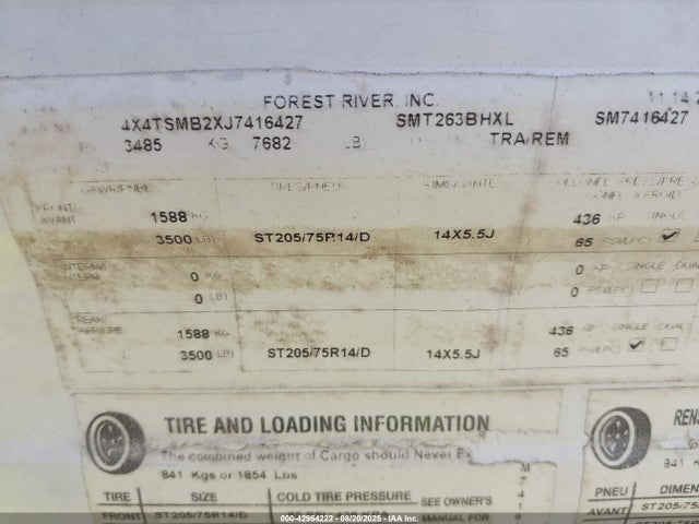 4X4TSMB2XJ7416427 Forest River 2018
