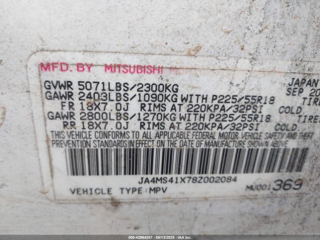 2008 MITSUBISHI OUTLANDER JA4MS41X78Z002084 Photo 8