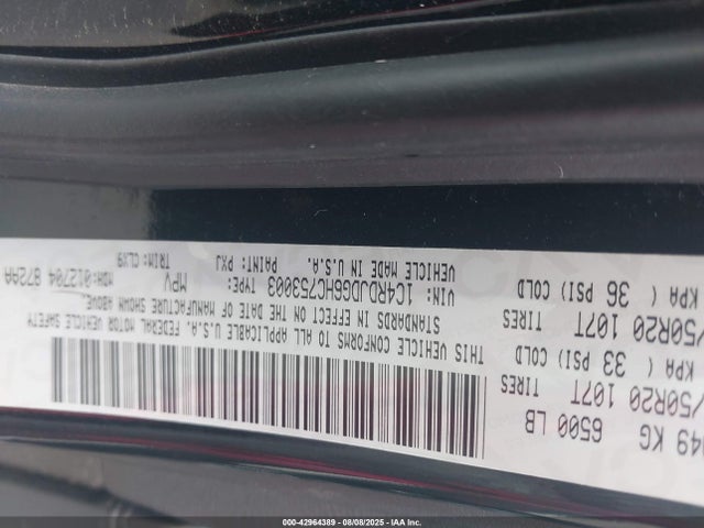 1C4RDJDG6HC753003 Dodge Durango