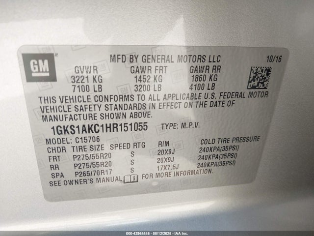 1GKS1AKC1HR151055 GMC l83 -sidi: spark ignited direct injection, vvt: variable valve timing, afm, e85 max, alum