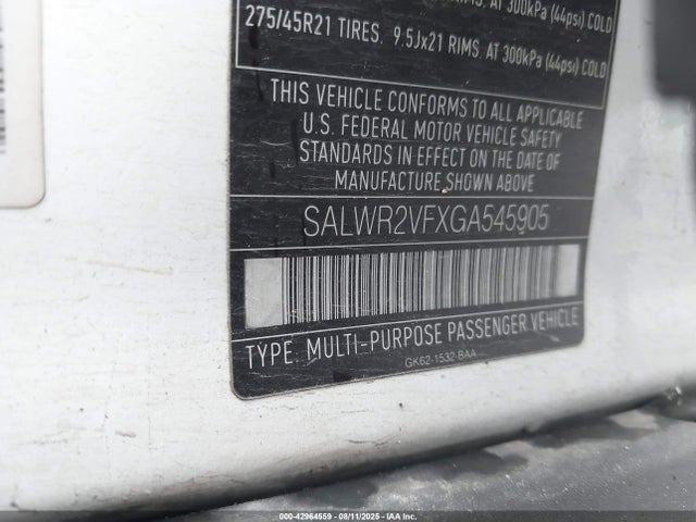 Land Rover s/c lev3 sulev30 2016 SALWR2VFXGA545905 Image 9