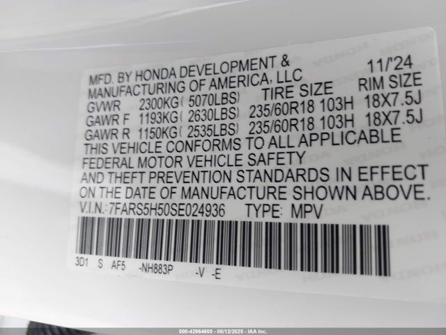 Honda lfc3 2025 7FARS5H50SE024936 Image 9