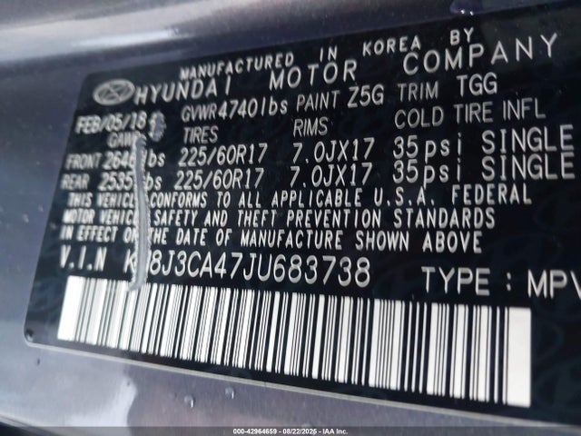 2018 HYUNDAI TUCSON KM8J3CA47JU683738 Photo 8