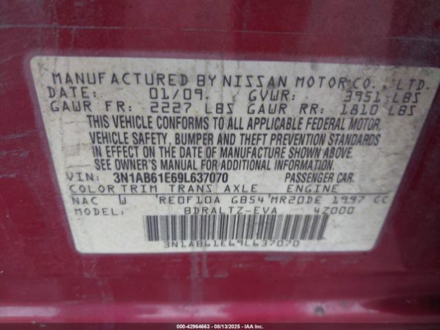 2009 NISSAN SENTRA 3N1AB61E69L637070 Photo 8