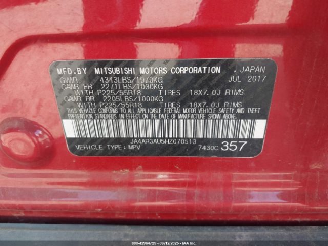 2017 MITSUBISHI OUTLANDER SPORT JA4AR3AU5HZ070513 Photo 8