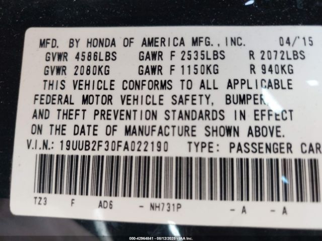 2015 ACURA TLX 19UUB2F30FA022190 Photo 8