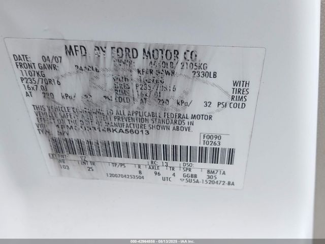 2008 FORD ESCAPE 1FMCU93148KA56013 Photo 8