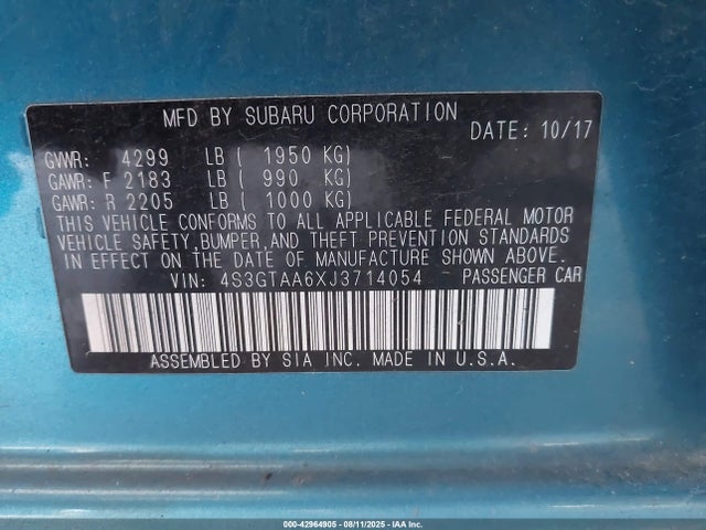 4S3GTAA6XJ3714054 Subaru Impreza