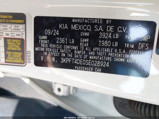 3KPFT4DE0SE028924 KIA k4