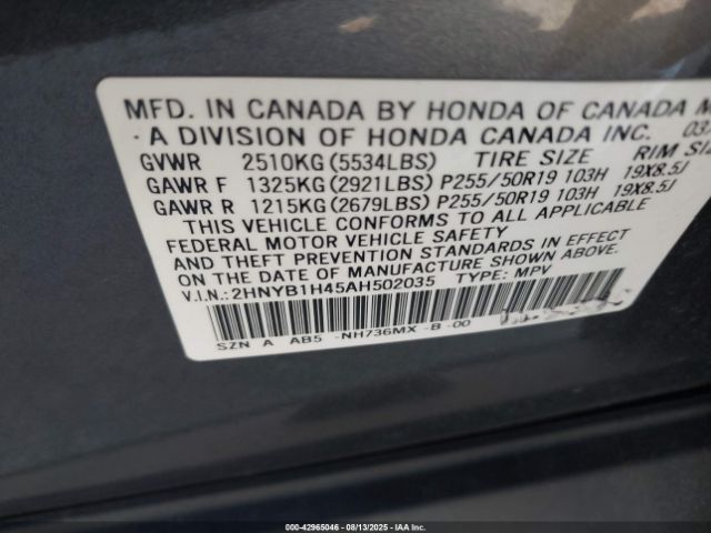 2010 ACURA ZDX 2HNYB1H45AH502035 Photo 8