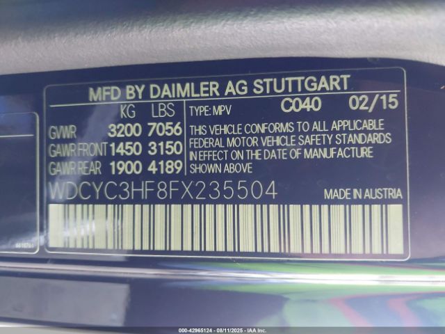 2015 MERCEDES-BENZ G 550 WDCYC3HF8FX235504 Photo 8