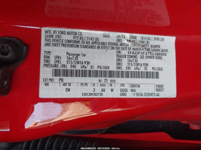 Ford 2014 2014 1FADP3F27EL186509 Image 9