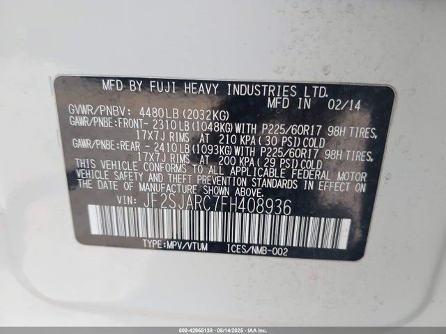 JF2SJARC7FH408936 Subaru 2.5na u5