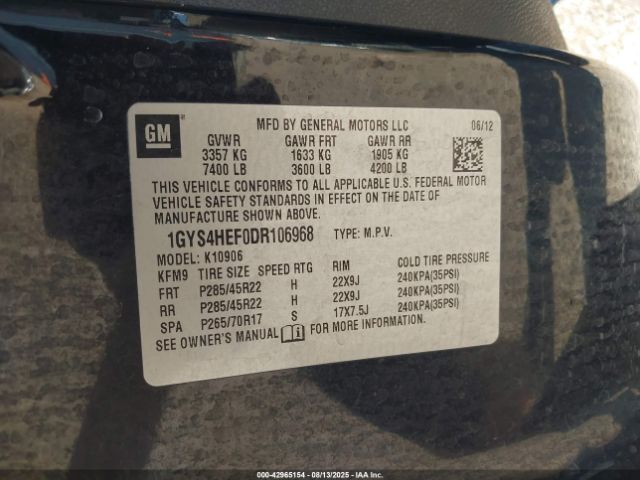 2013 CADILLAC ESCALADE ESV 1GYS4HEF0DR106968 Photo 8