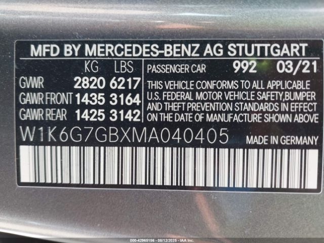 2021 MERCEDES-BENZ S 580 W1K6G7GBXMA040405 Photo 8