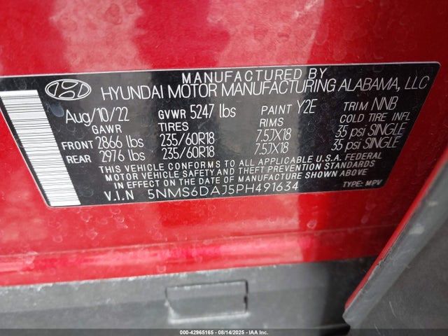 Hyundai gdi theta iii 2023 5NMS6DAJ5PH491634 Image 9