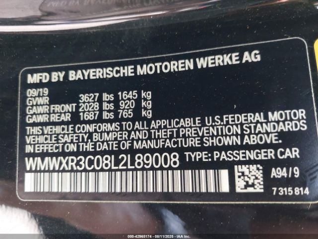 2020 MINI HARDTOP WMWXR3C08L2L89008 Photo 8