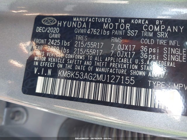 KM8K53AG2MU127155 Hyundai Kona