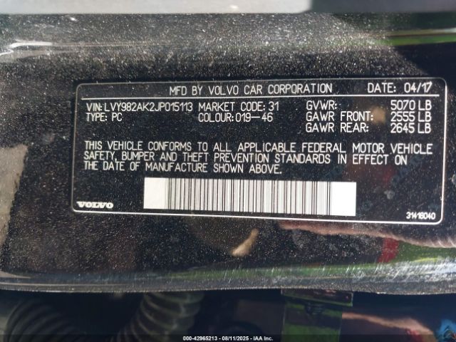 2018 VOLVO S90 LVY982AK2JP015113 Photo 8