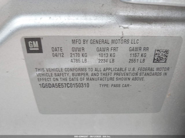 2012 CADILLAC CTS 1G6DA5E57C0150310 Photo 8