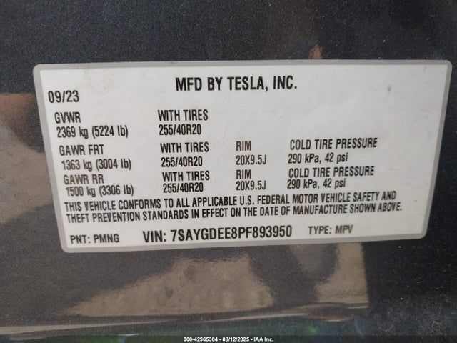 2023 TESLA MODEL Y 7SAYGDEE8PF893950 Photo 8