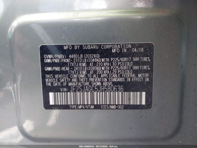 2018 SUBARU FORESTER JF2SJAGC5JH580636 Photo 8