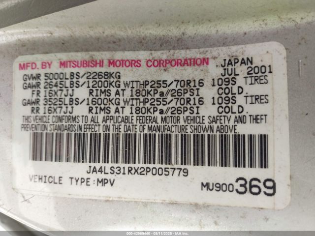2002 MITSUBISHI MONTERO SPORT JA4LS31RX2P005779 Photo 8