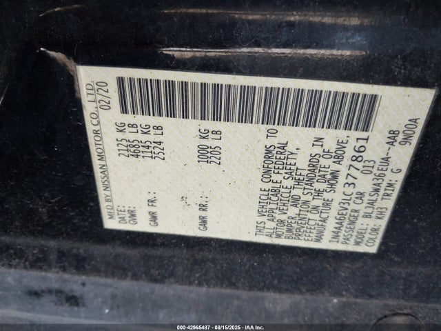 Nissan 2020 2020 1N4AA6EV3LC377861 Image 9