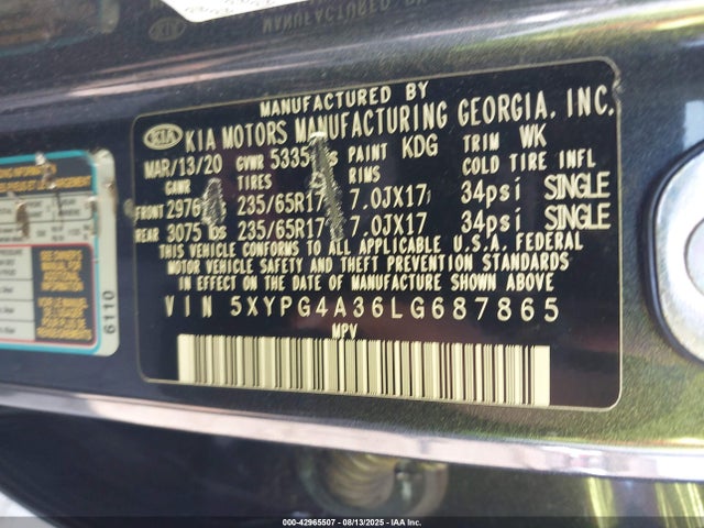 5XYPG4A36LG687865 KIA gdi theta-ii