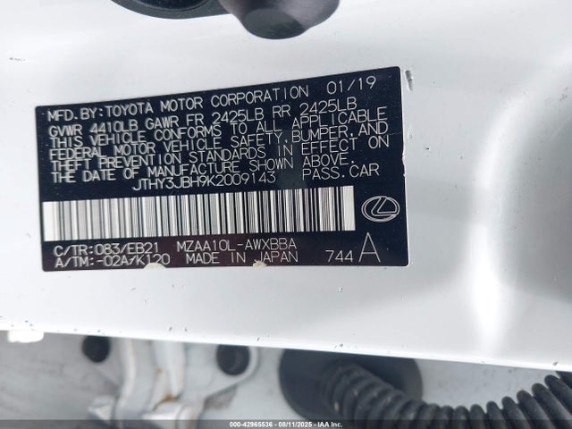 Aukcja sprzedaży 2019 Lexus Ux 200 F Sport, vin: JTHY3JBH9K2009143, numer aukcji: 42965536