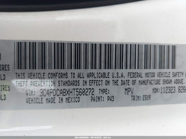3C4PDCABXHT560272 Dodge Journey