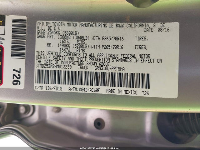 Toyota 2gr-fks 2017 3TMDZ5BN2HM013239 Image 9