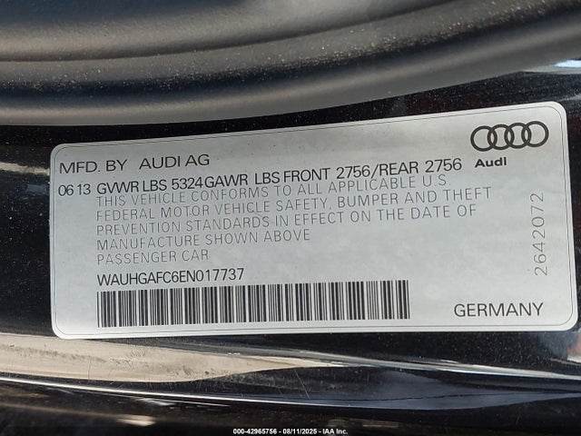 WAUHGAFC6EN017737 Audi 2014