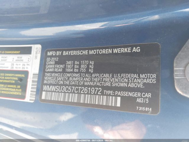 2012 MINI COOPER WMWSU3C57CT261972 Photo 8