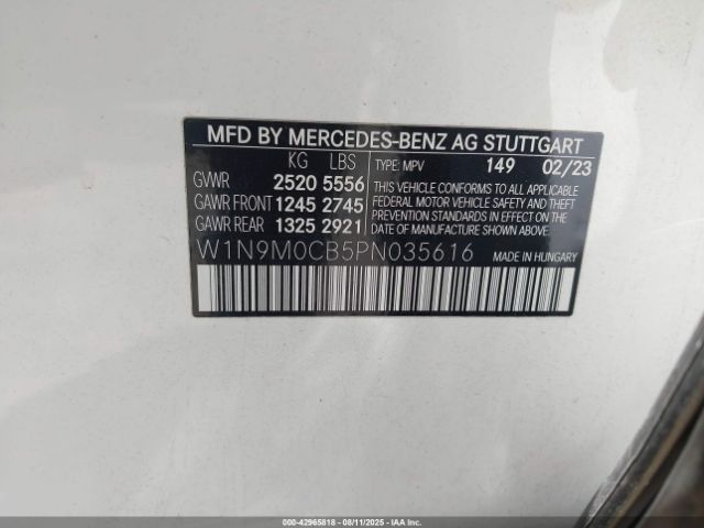 2023 MERCEDES-BENZ EQB 250 SUV W1N9M0CB5PN035616 Photo 8