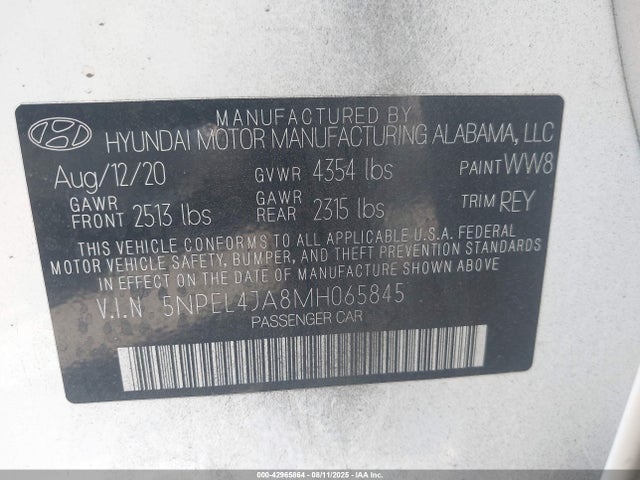 5NPEL4JA8MH065845 Hyundai gdi theta iii